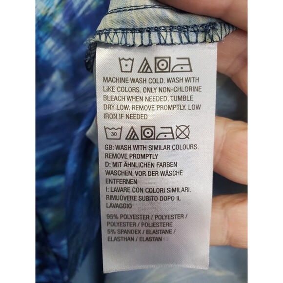 Susan Graver Printed Stretch Charmeuse Big Shirt Blue Lagoon Size 2X - Picture 5 of 6